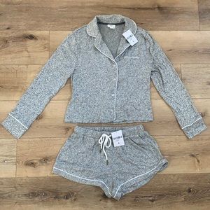 Forever 21 Knit Pajama Set in Marled Heather Gray